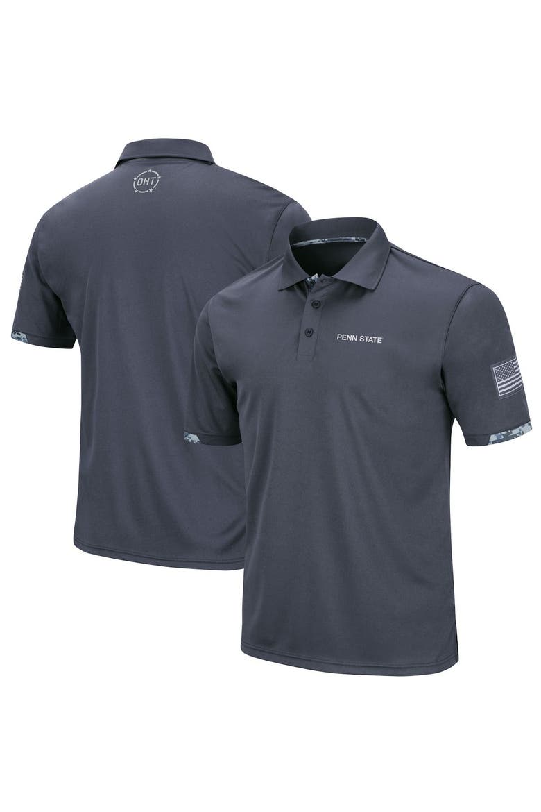 Men's Colosseum Charcoal Penn State Nittany Lions Big & Tall OHT Military Appreciation Digital Camo Polo, Main, color, Charcoal