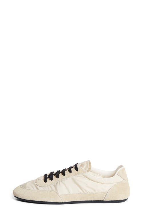 Prada Collapse Mixed Media Low Top Sneaker In Avorio