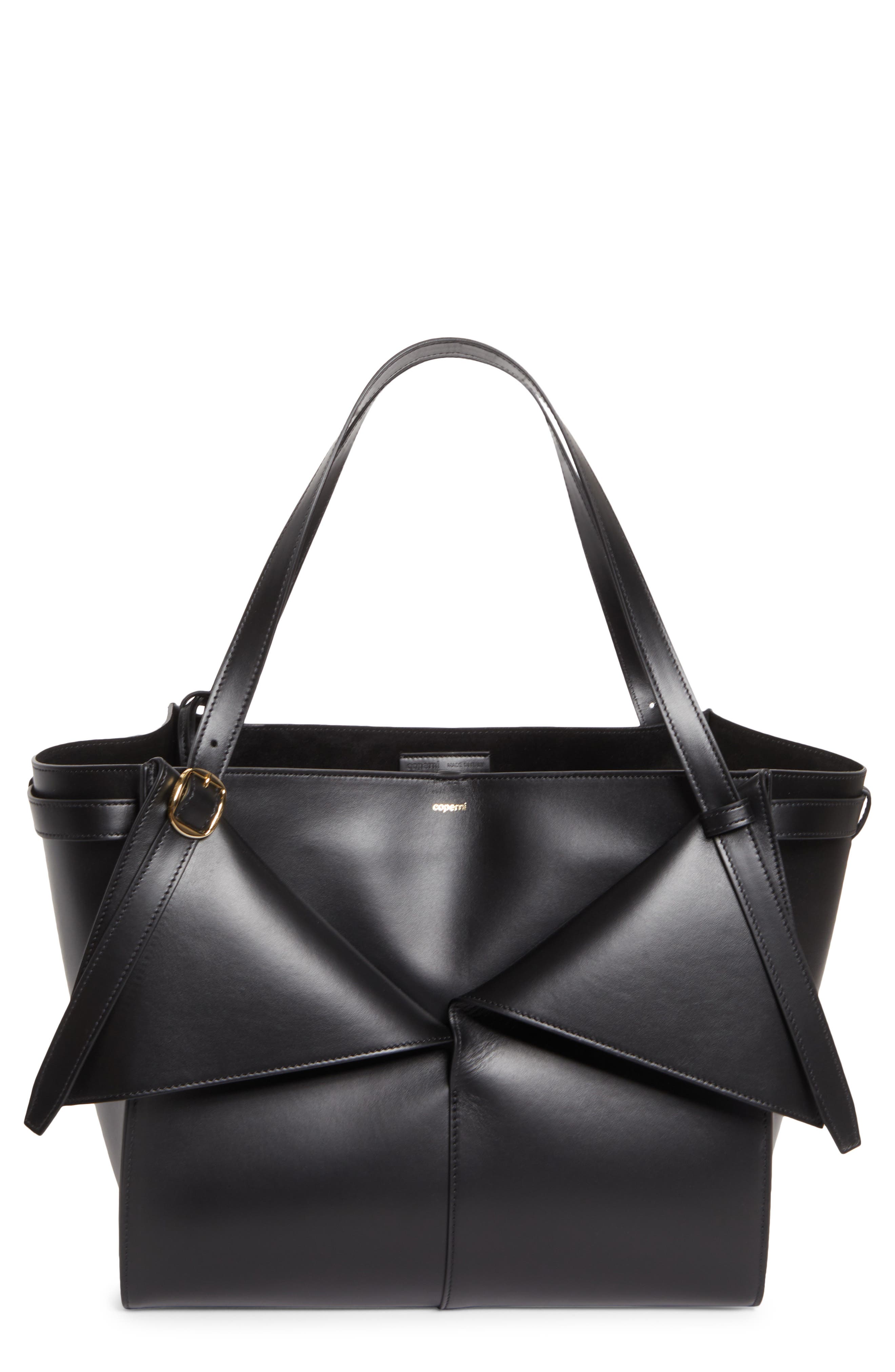 Coperni Belt Cabas Leather Tote, Main, color, Black/ Black