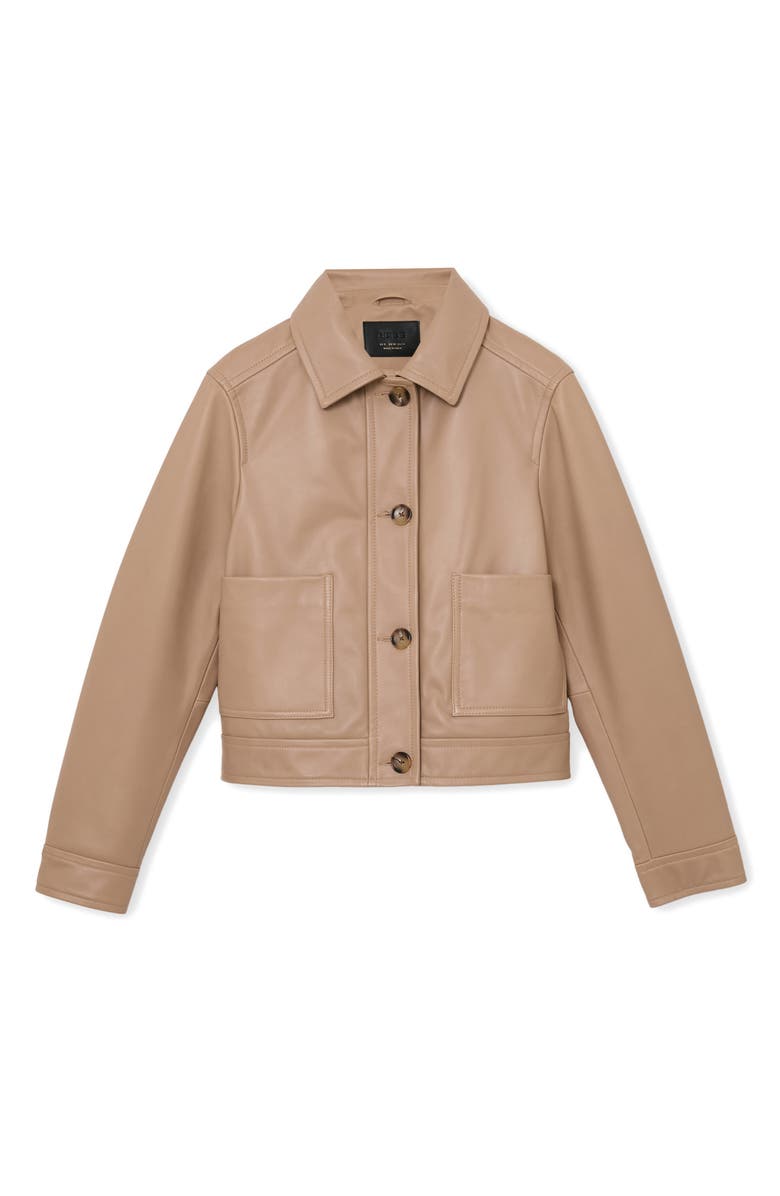 Reiss Sonny Leather Crop Jacket, Alternate, color, Neutral