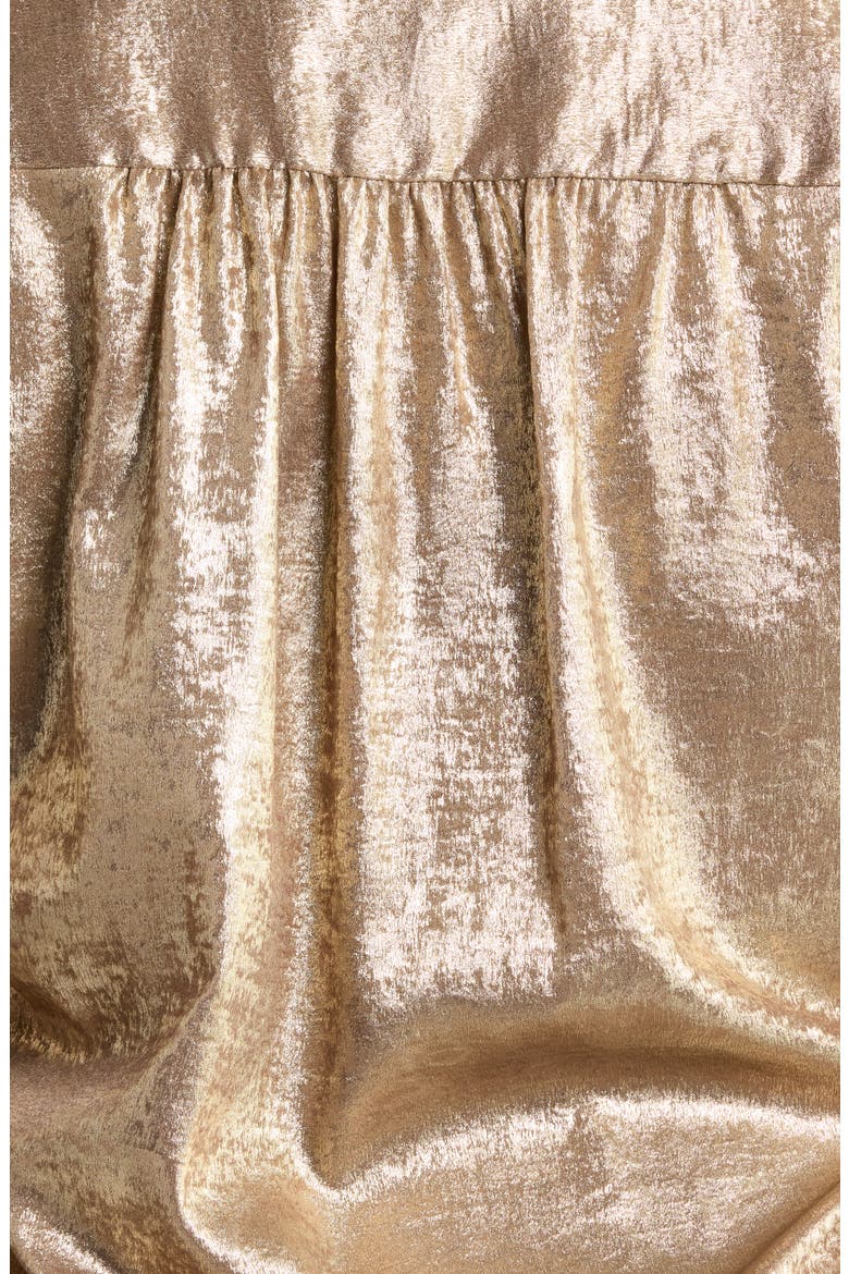 Pleated Front V-Neck Top, Alternate, color, LIGHT COFFEE/ GOLD