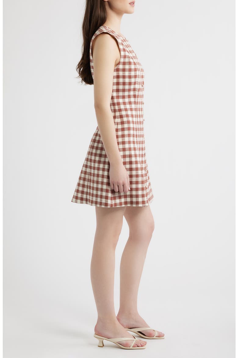 The Angie Check Sleeveless Fit & Flare Minidress, Alternate, color, RUST GINGHAM