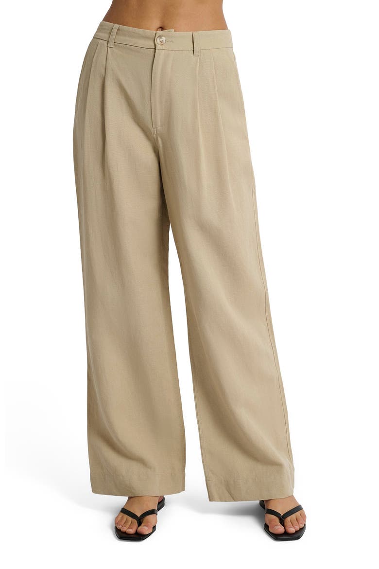 Air Linen Pleated Trouser, Alternate, color, JUTE