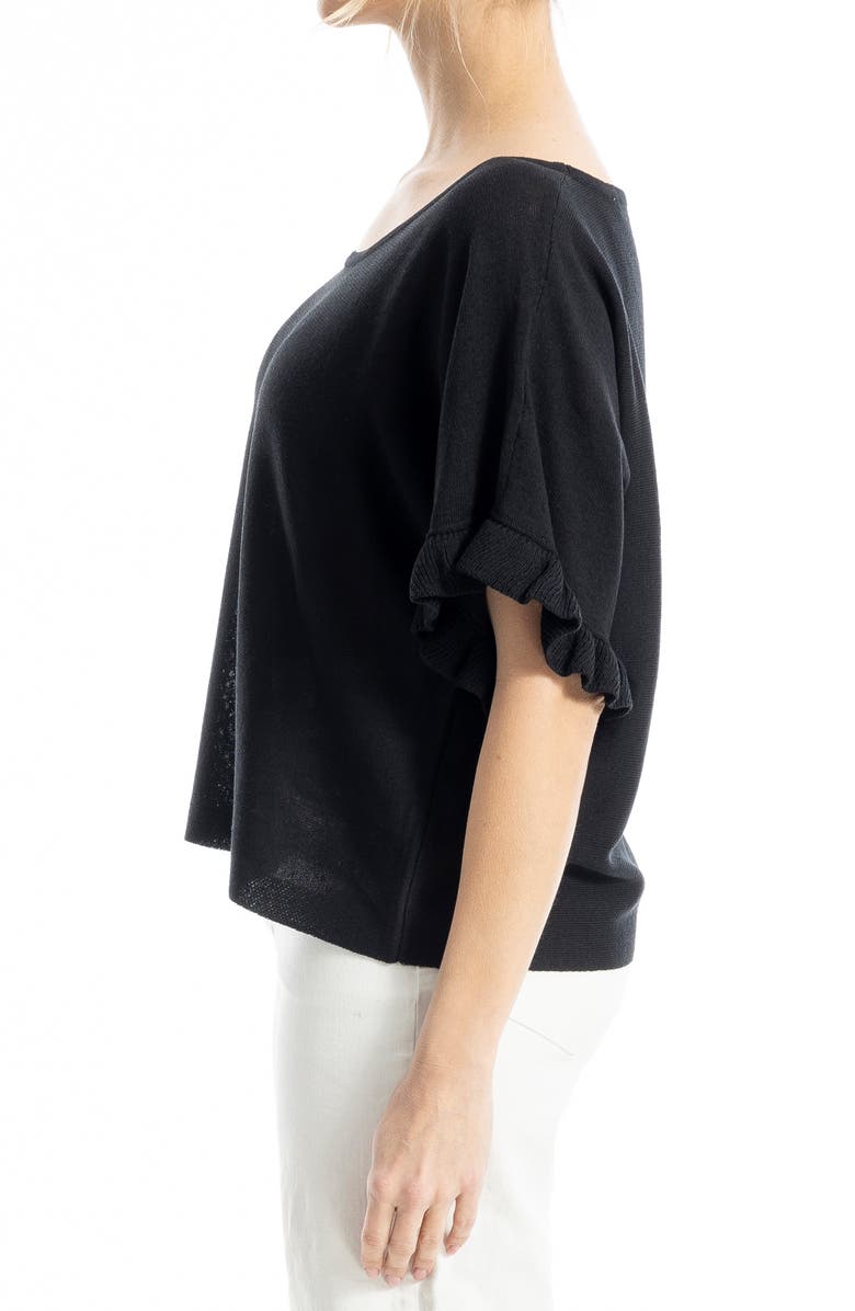 MAX STUDIO Flutter Sleeve Sweater, Alternate, color, Black-Black