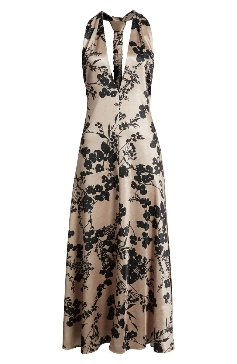 Parker Shadow Floral Print Halter Maxi Dress, Alternate, color, Humus