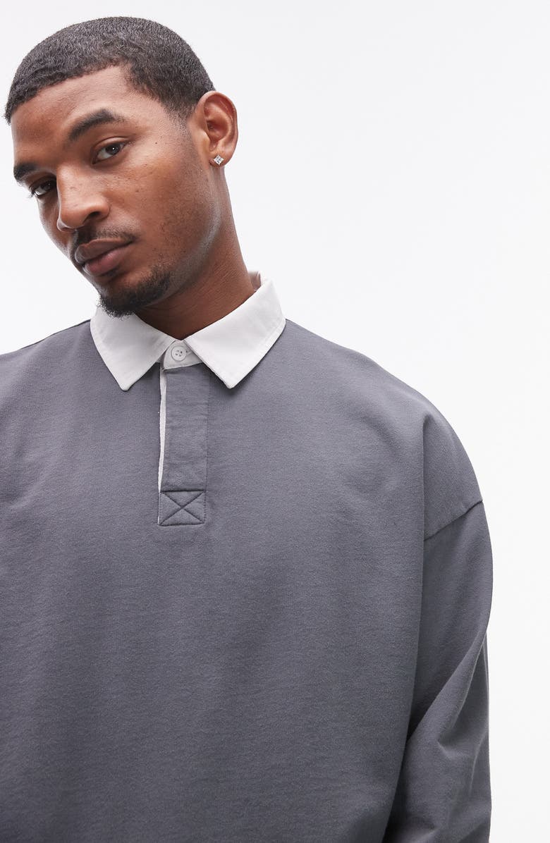 Topman Oversize Long Sleeve Polo, Alternate, color,