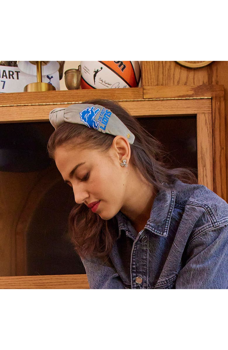 Lele Sadoughi Detroit Lions Embroidered Knotted Headband, Alternate, color, Gray 020