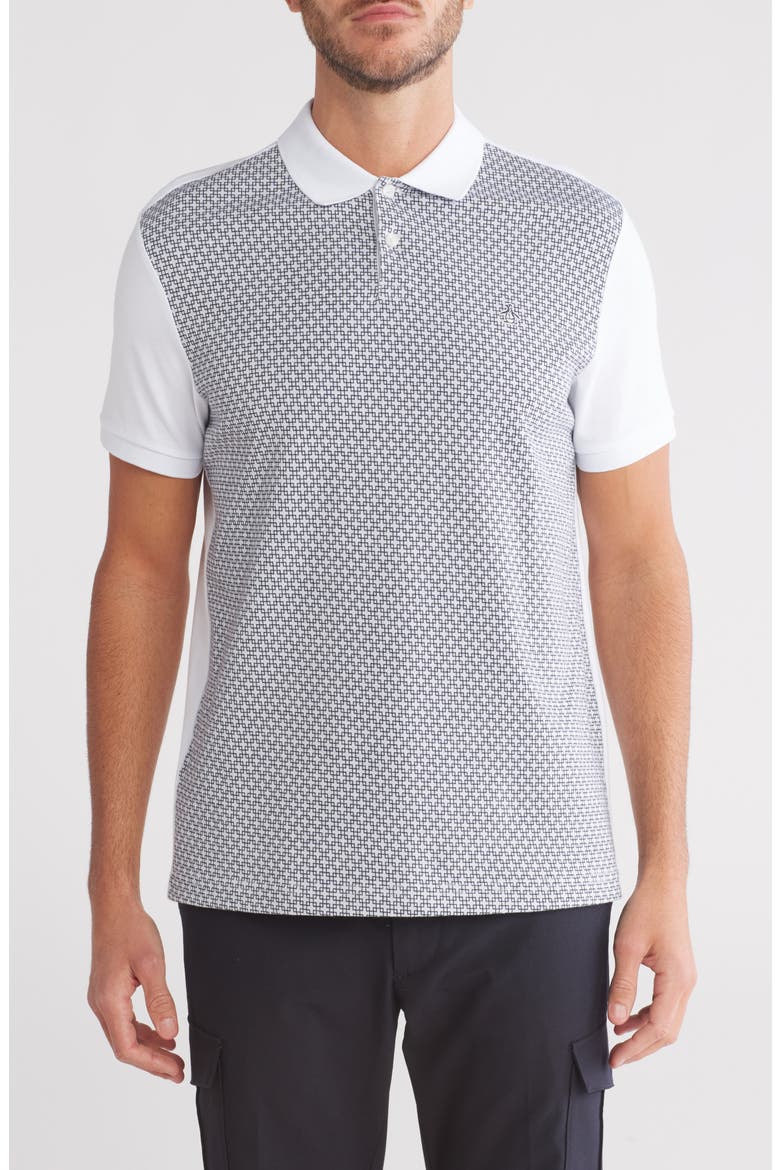 Jacquard Front Cotton Jersey Polo, Main, color, BRIGHT WHITE