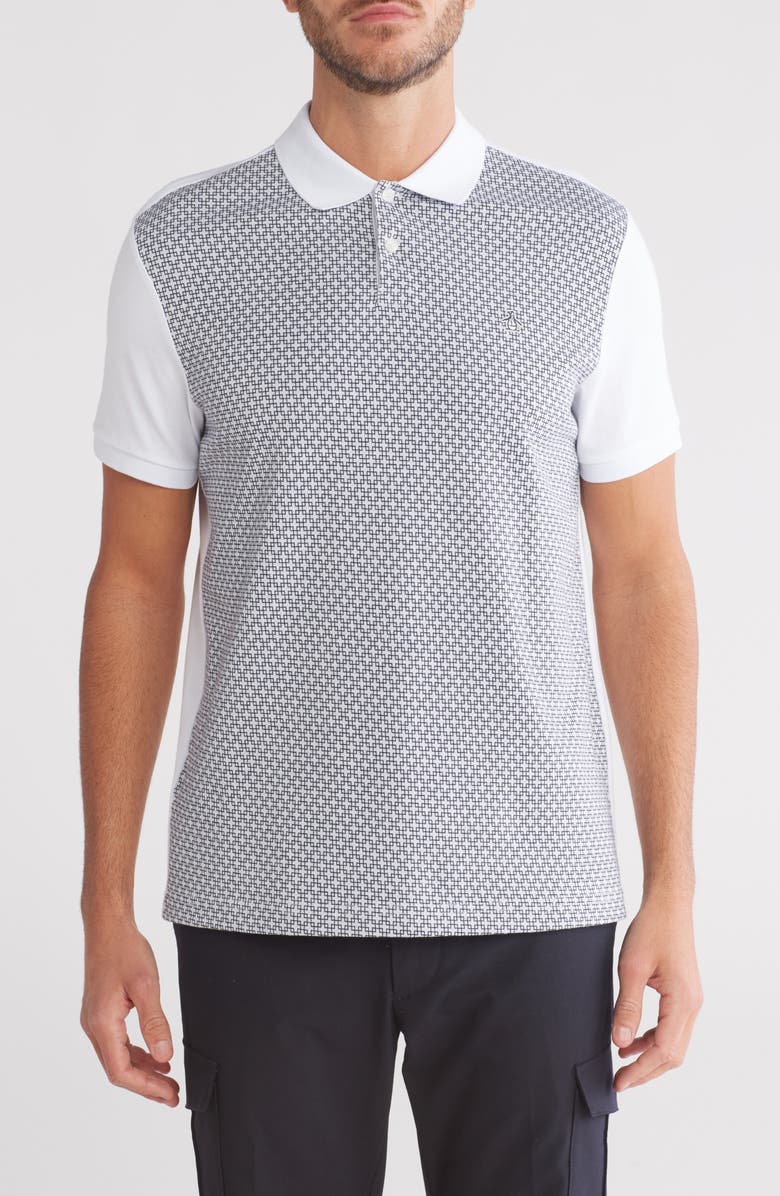 Original Penguin Jacquard Front Cotton Jersey Polo, Main, color, Bright White