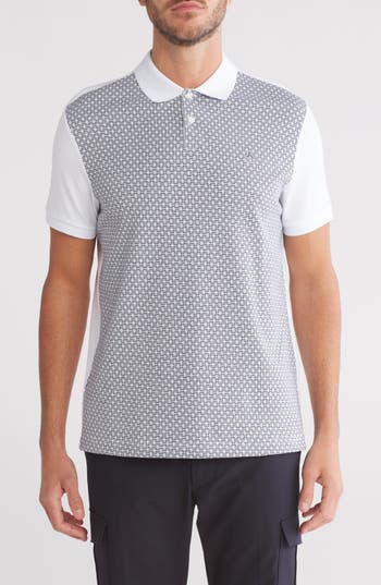 Original Penguin Jacquard Front Cotton Jersey Polo In Bright White