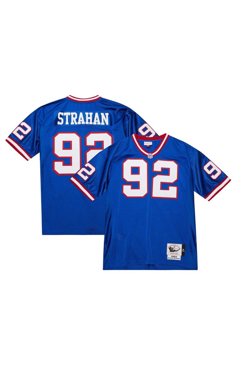 Mitchell & Ness Men's Mitchell & Ness Michael Strahan Royal New York Giants 1993 Authentic Throwback Retired Player Jersey, Main, color, 