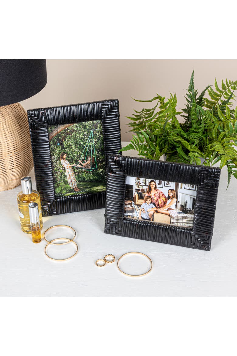 Handwoven Rattan Photo Frame, Alternate, color, Black