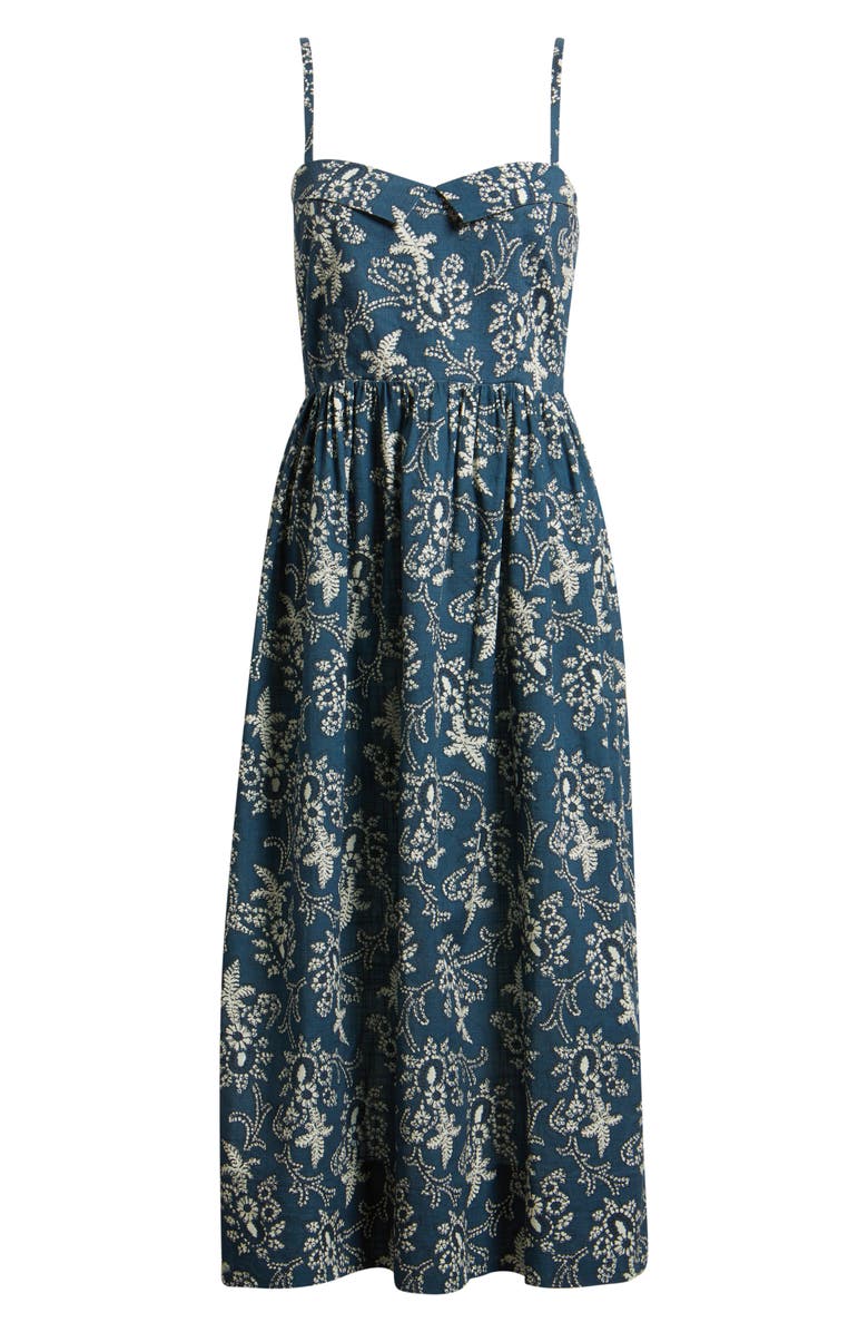 THE GREAT. The Verse Cotton Midi Dress, Alternate, color, Indigo Bandana