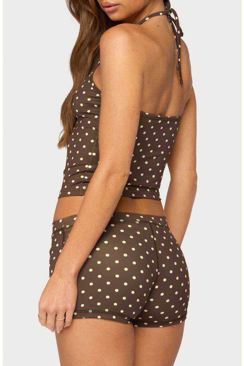 Lisah Polka Dot Halter Swim Top, Alternate, color, BROWN-AND-YELLOW