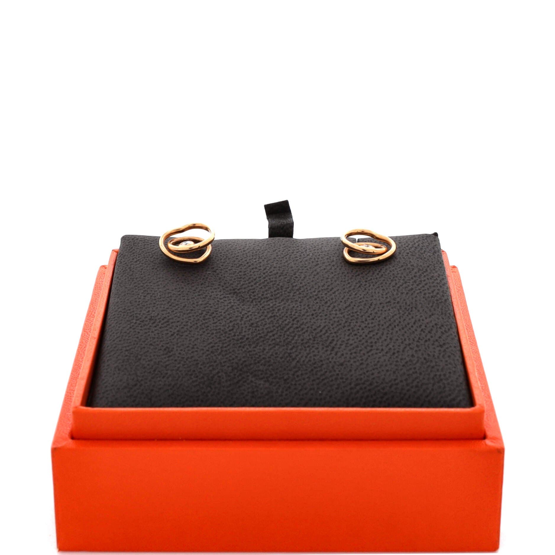 Pre-Owned Hermes Vertige Coeur Stud Earrings 18K Rose Gold with Diamond TPM, Alternate, color, Rose Gold