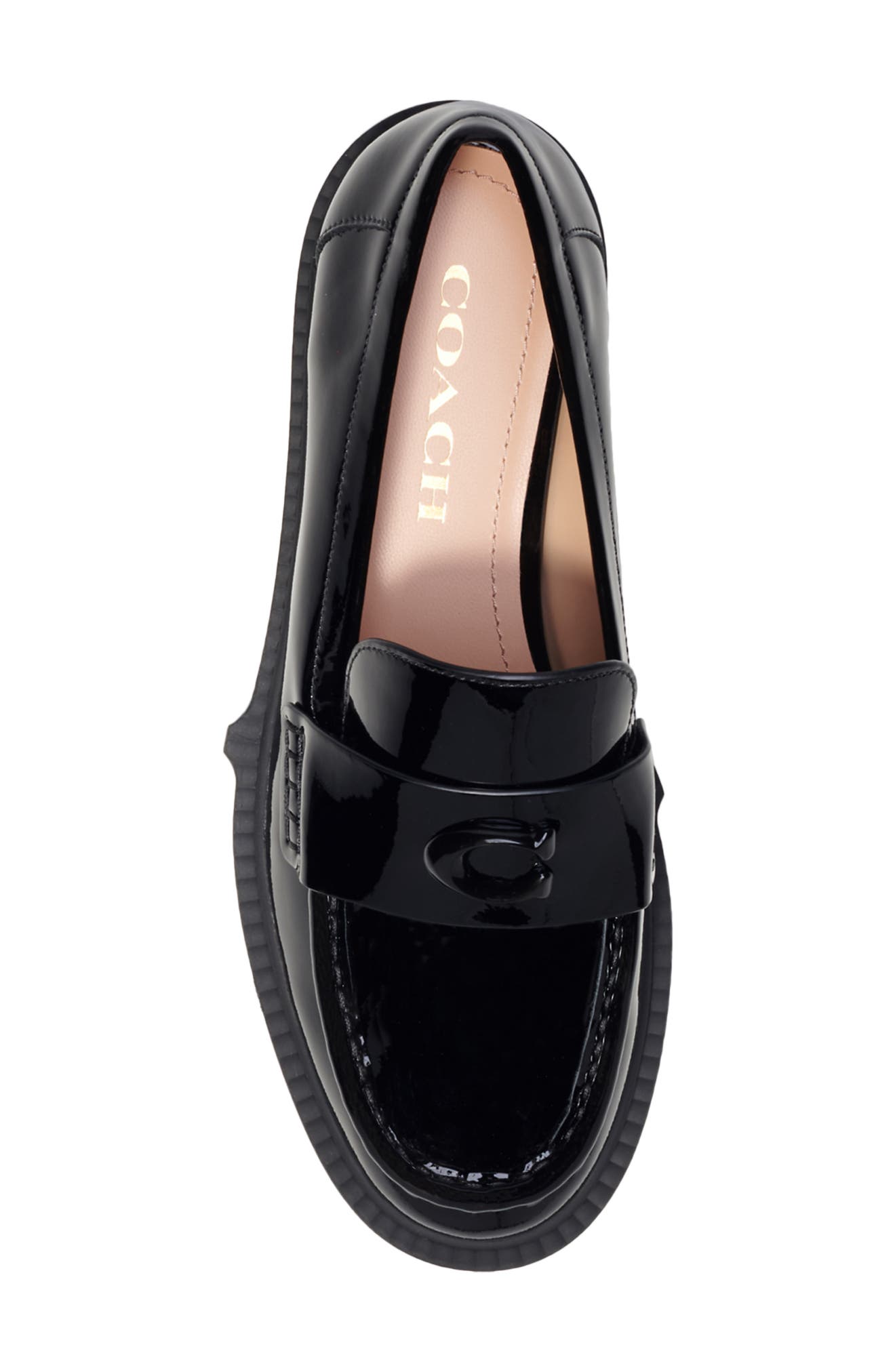 COACH Leah Platform Loafer, Alternate, color, Black Patent