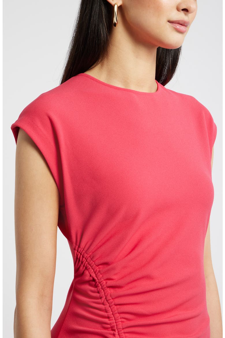 Side Ruched Knit Midi Dress, Alternate, color, RED JAZZY