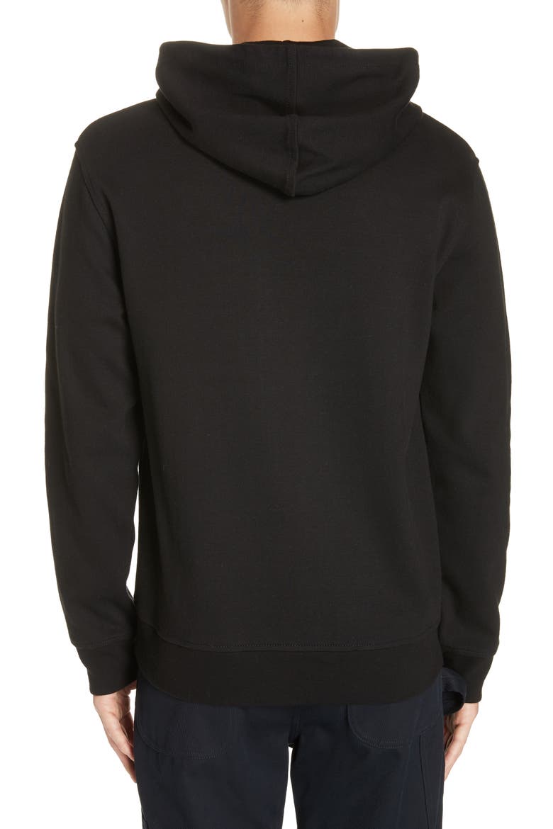 Logo Stripe Hooded Sweatshirt, Alternate, color, NOIR