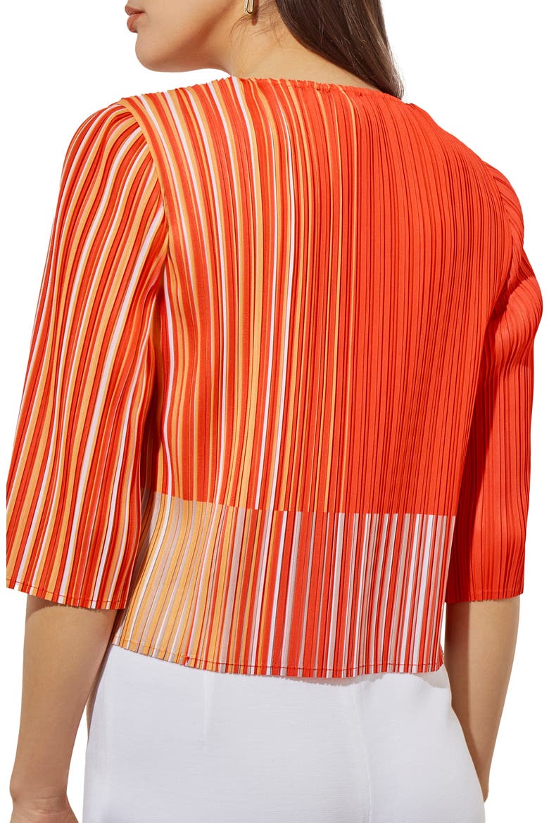 Stripe Plissé Elbow Sleeve Top, Alternate, color, FLAME STRIPE