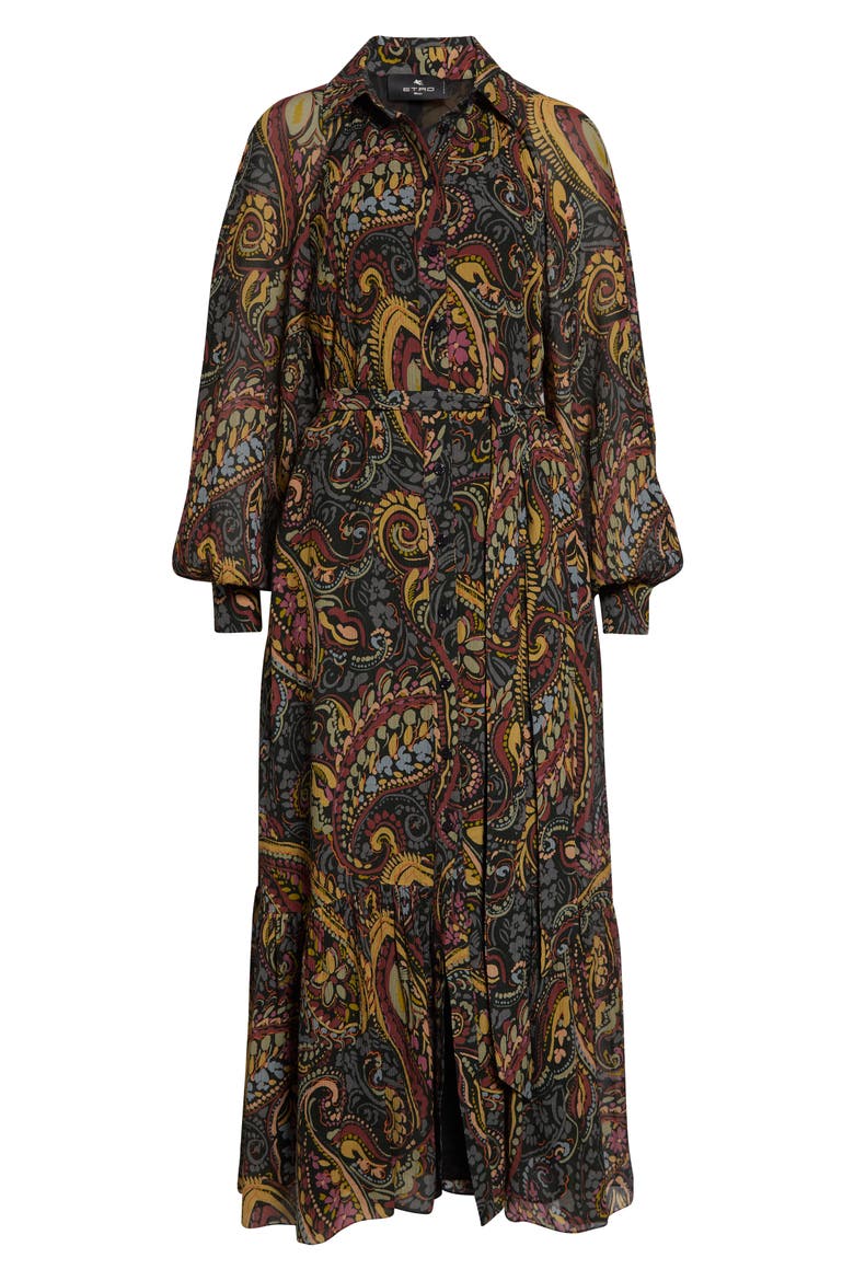 Printed Midi Dress, Main, color, PRINT ON BLACK BASE