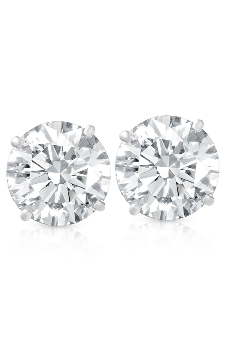 Certified 2Ct Diamond Studs 14k Gold Push Back, Main, color, 14k White Gold