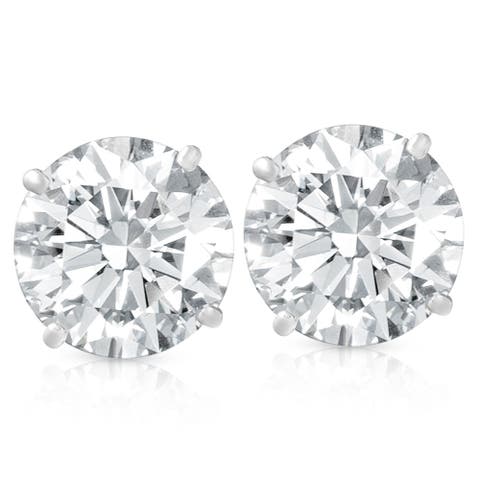 Certified 2Ct Diamond Studs 14k Gold Push Back
