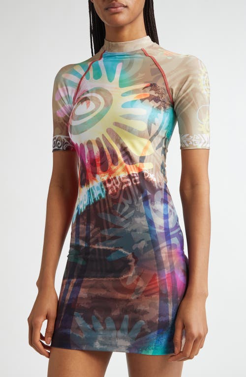 Paolina Russo Body-con Mesh Minidress In Multi