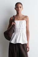 COS Gathered Cotton Peplum Top