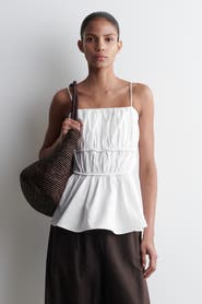 COS Gathered Cotton Peplum Top
