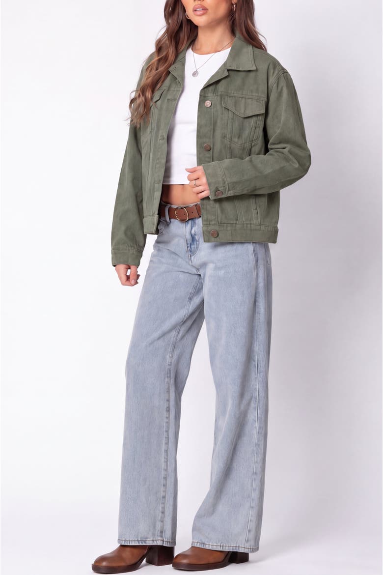 Stretch Cotton Twill Trucker Jacket, Alternate, color, Green
