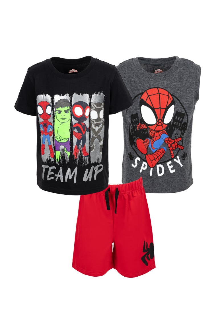 Spidey and His Amazing Friends 3pc Tank Top, Tee & Shorts Set, Main, color, Multicolor