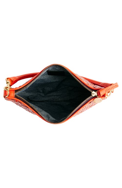 Shop Clare V . Petit Moyen Woven Leather Messenger Bag In Bright Poppy & Bordeaux Woven