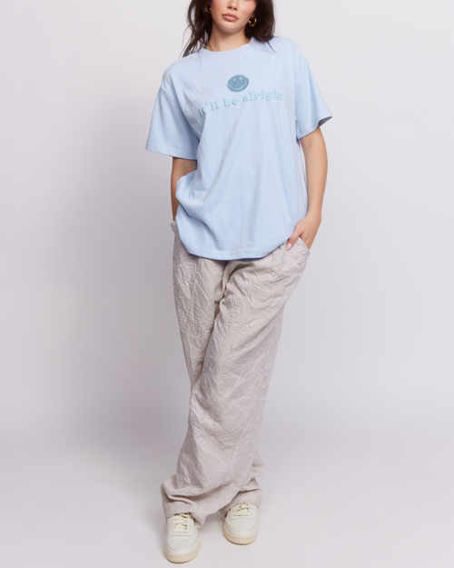 Samii Ryan Smiley It'll Be Alright Oversized Tee In Blue