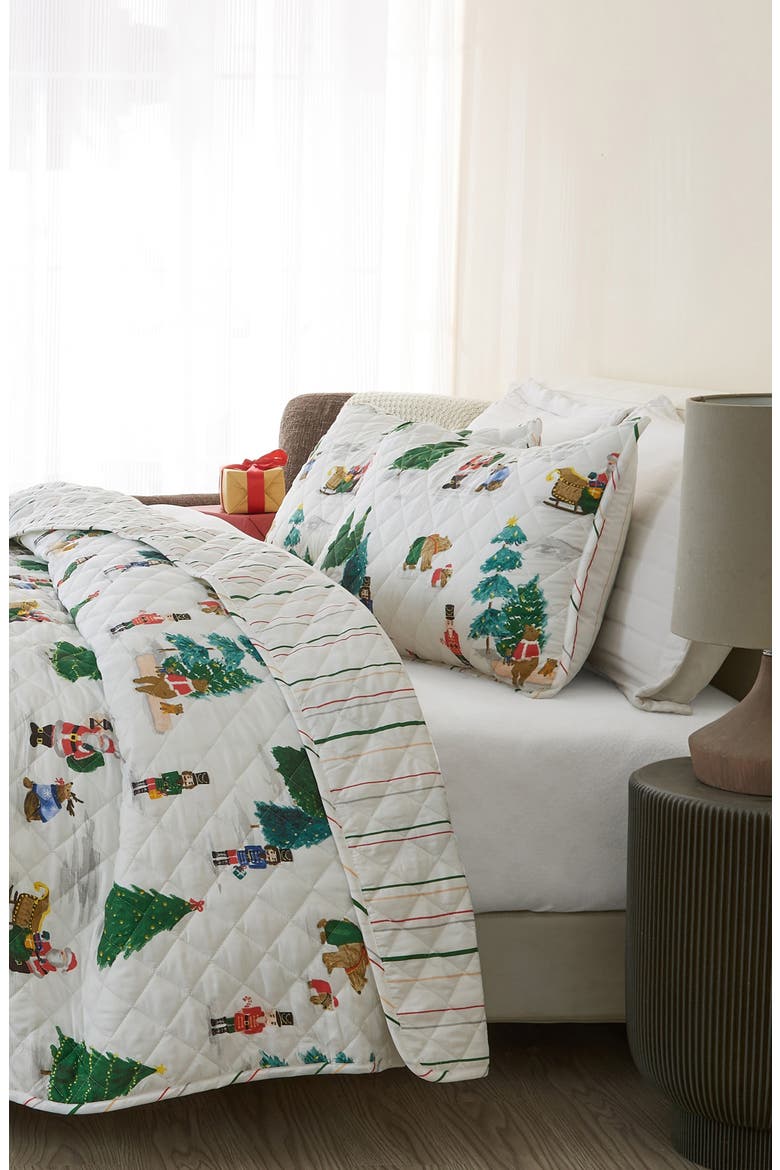 Santa & Friends Reversible Quilt & Sham Set, Alternate, color, WATERCOLOR SANTA