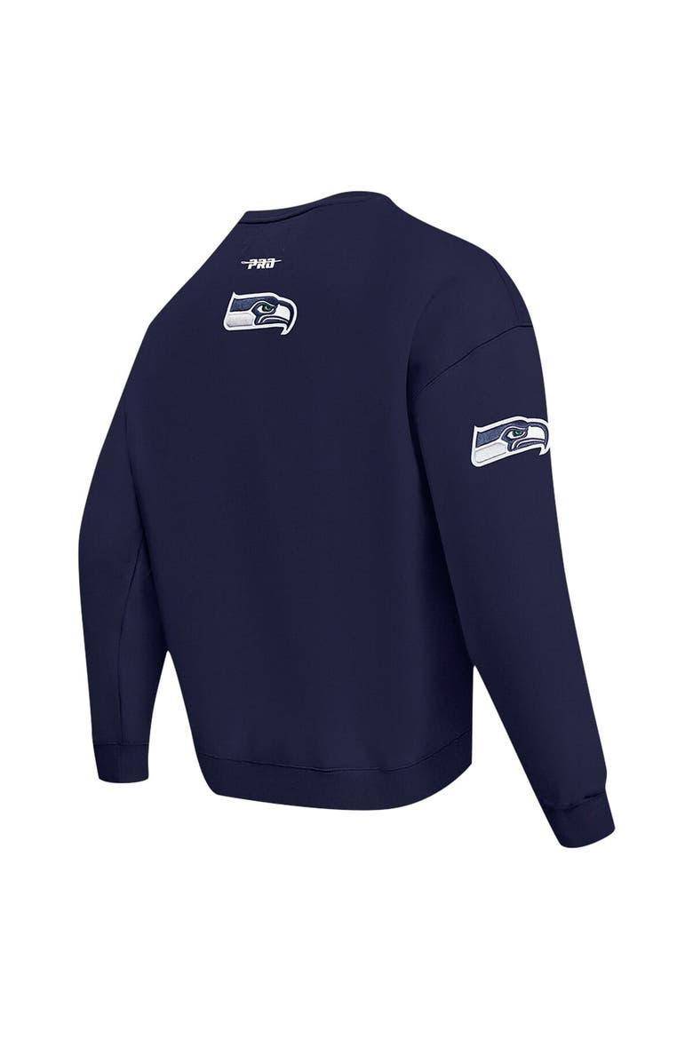 Men's Pro Standard College Navy Seattle Seahawks Turn It Up Drop Shoulder Pullover Sweatshirt, Alternate, color, College Navy