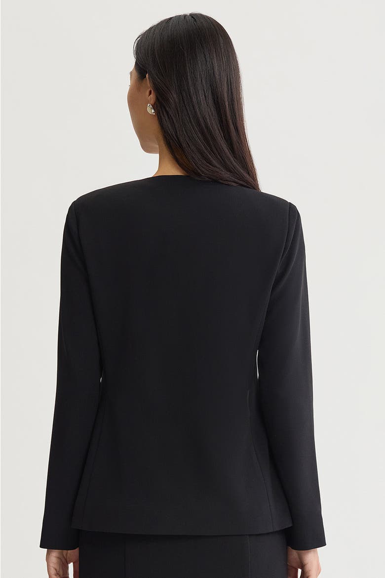Stretch Deco Crepe Drape Front Jacket, Alternate, color, Black