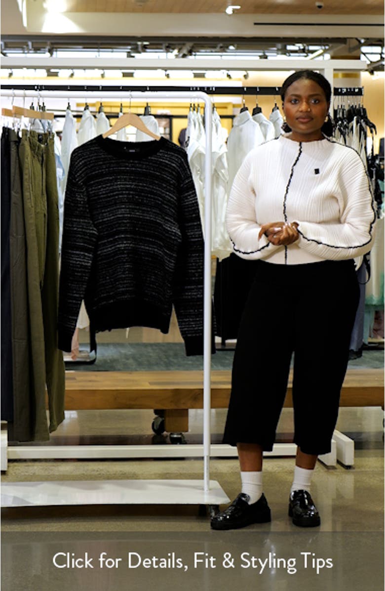 Marled Stripe Crewneck Merino Wool Blend Sweater, sales video thumbnail