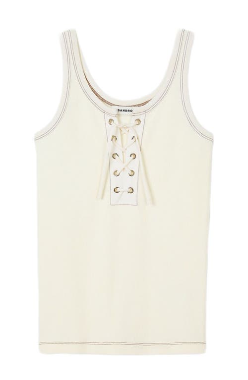 Sandro Safari Lace-up Tank Top In Ecru