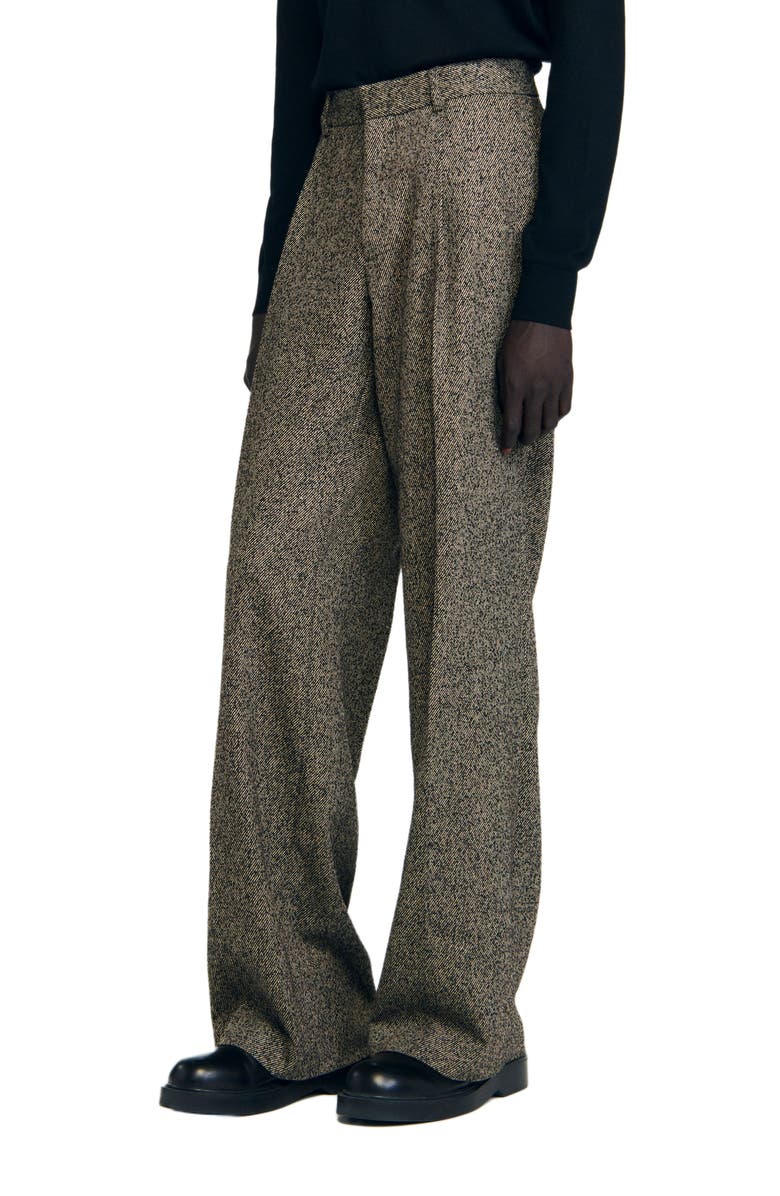 SANDRO Wide-leg suit trousers, Alternate, color, String Chine