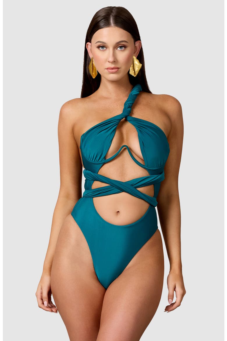 Bella One-Piece Swimsuit, Alternate, color, Midnight Green