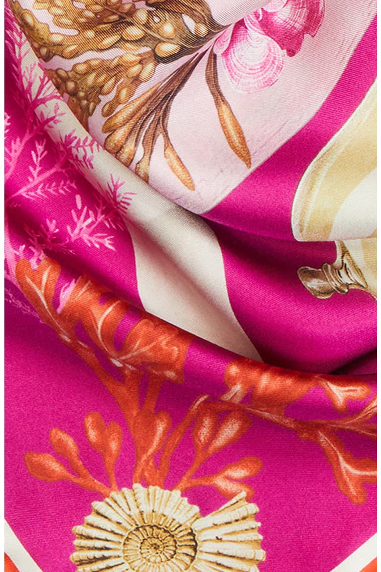 Cabinets of Curiosities Print Silk Twill Square Scarf, Alternate, color, FUCHSIA
