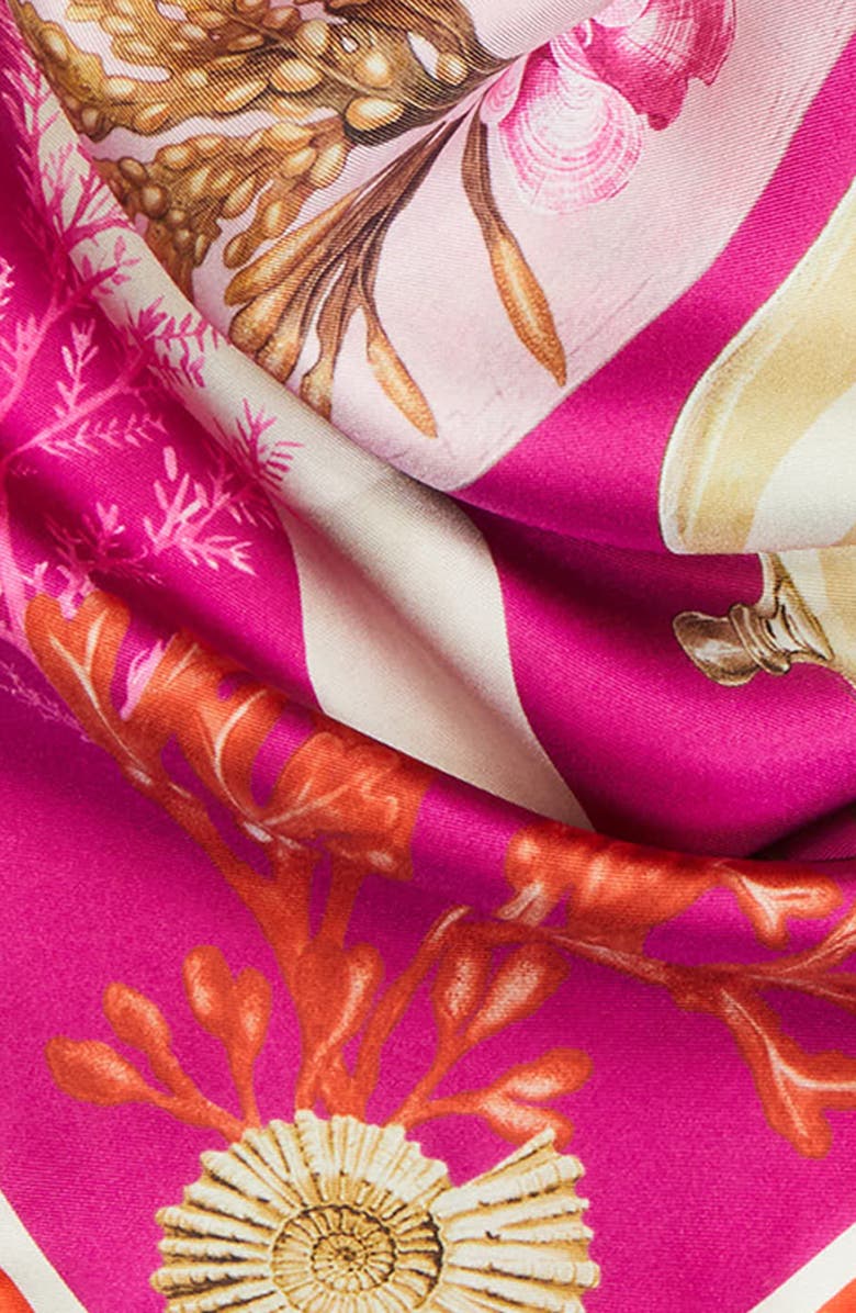 Max Mara Cabinets of Curiosities Print Silk Twill Square Scarf, Alternate, color, Fuchsia
