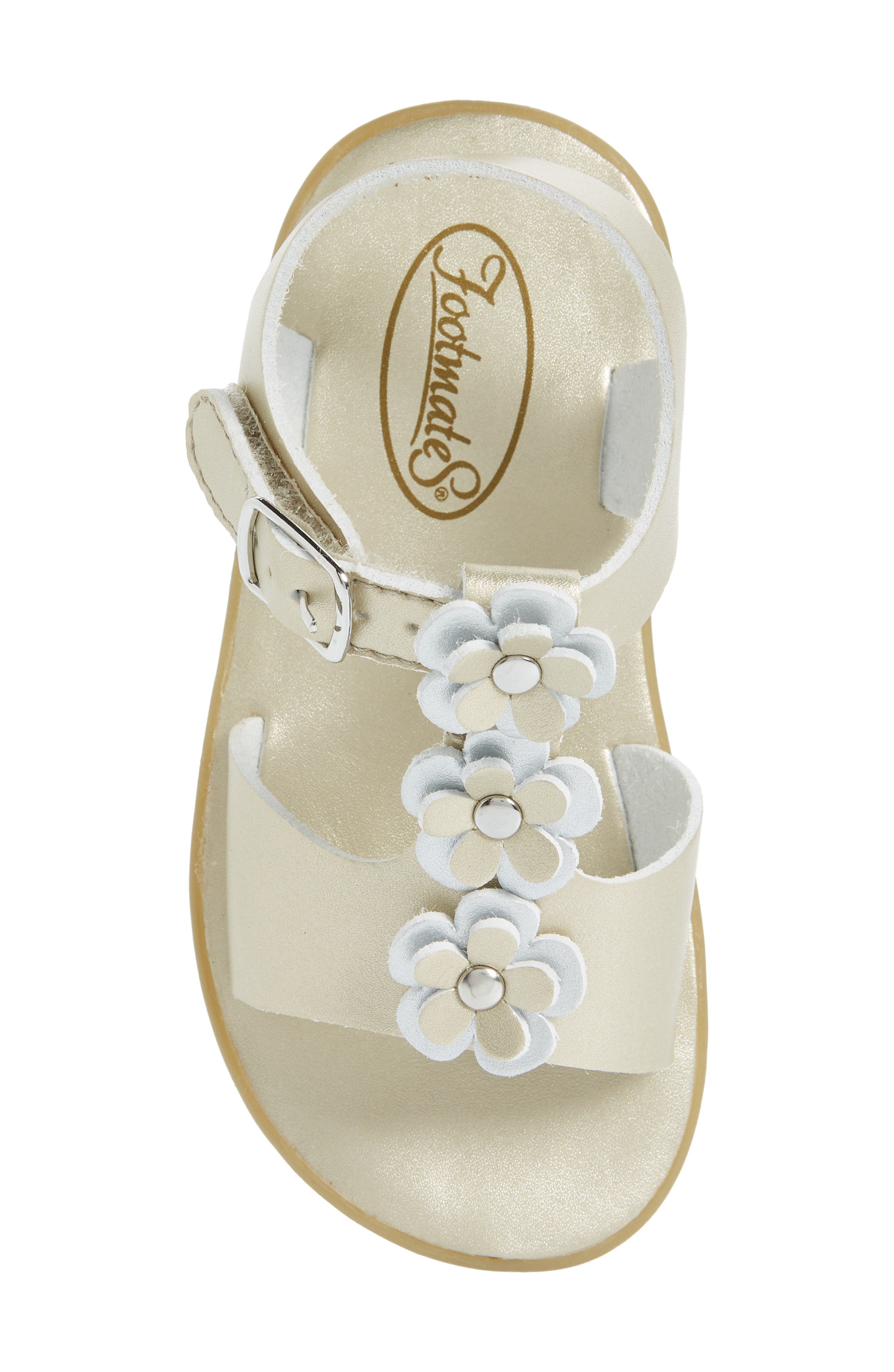 Jasmine Metallic Flower Waterproof Sandal, Alternate, color, SOFT GOLD MICRO