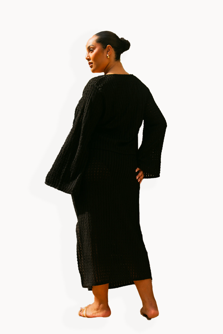 Curve Crochet Resort Midi Skirt, Alternate, color, Black