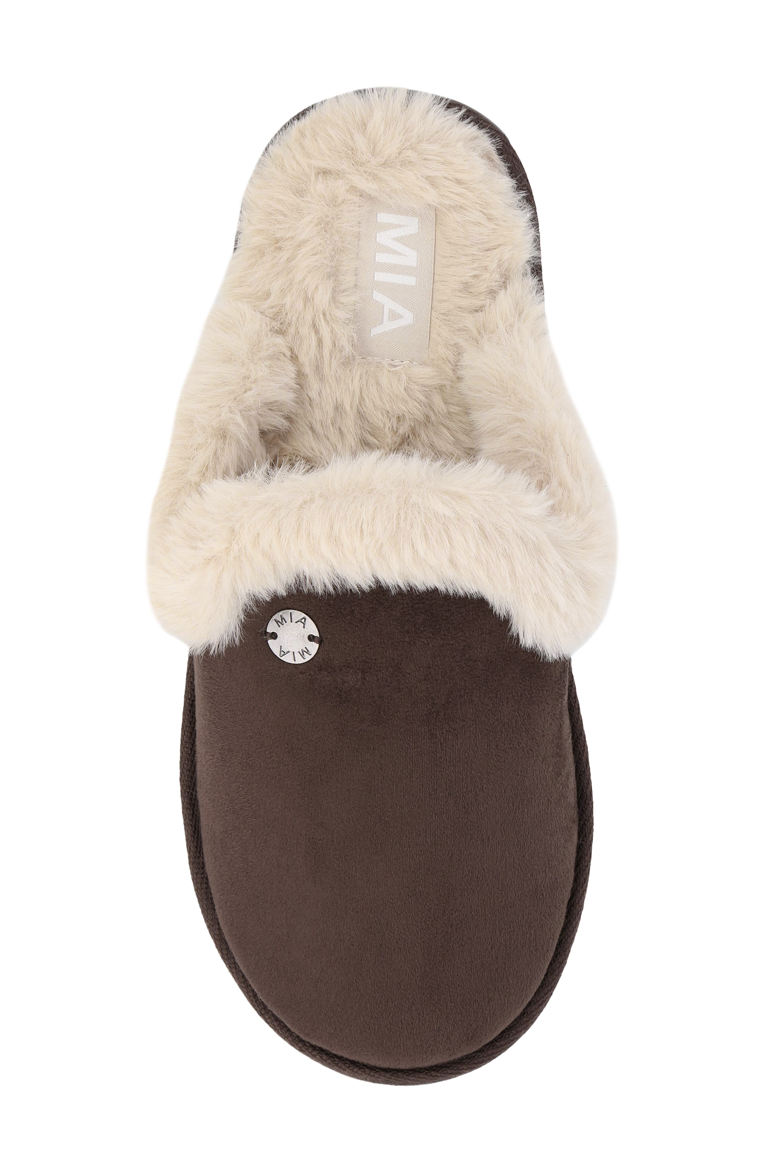 MIA Fudge Faux-Fur Lined Mule, Alternate, color, Brown