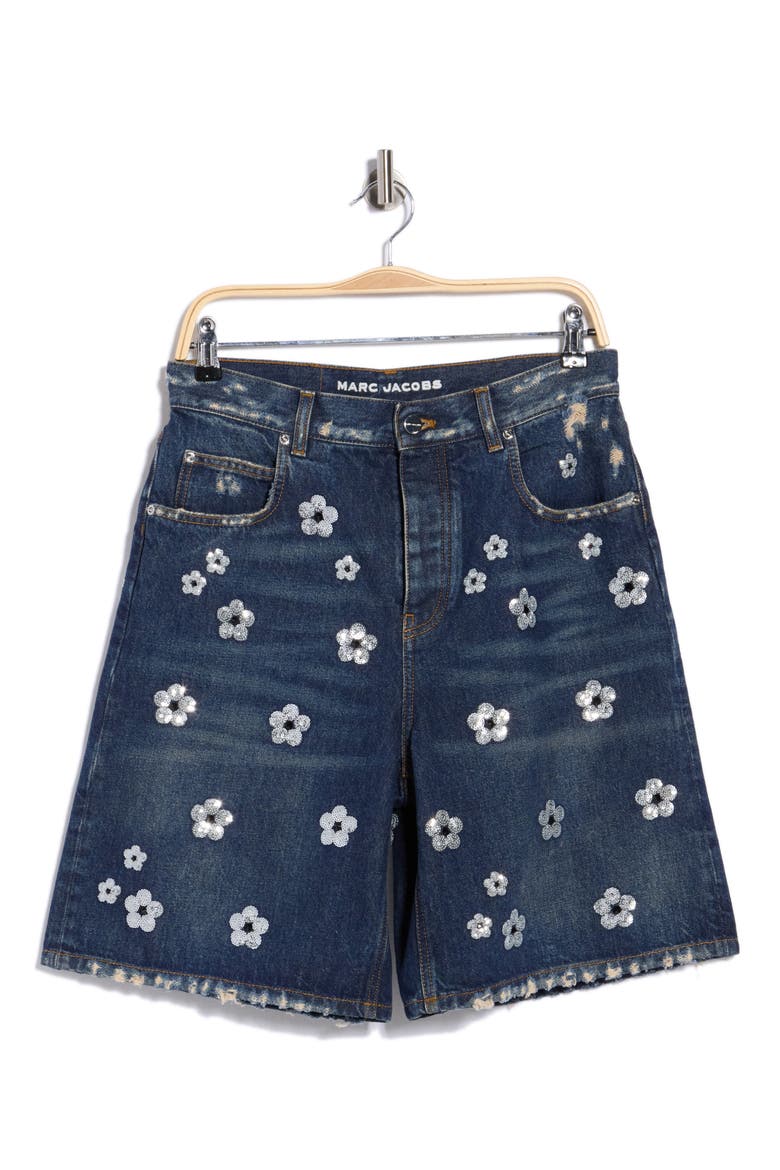 Sequin Daisy Wide Leg Shorts, Main, color, VINTAGE INDIGO