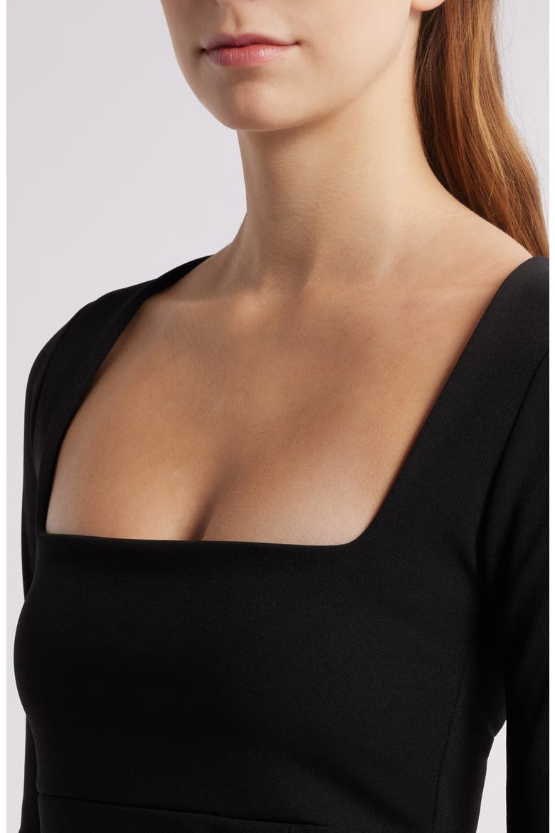 Long Sleeve Square Neck Minidress, Alternate, color, BLACK