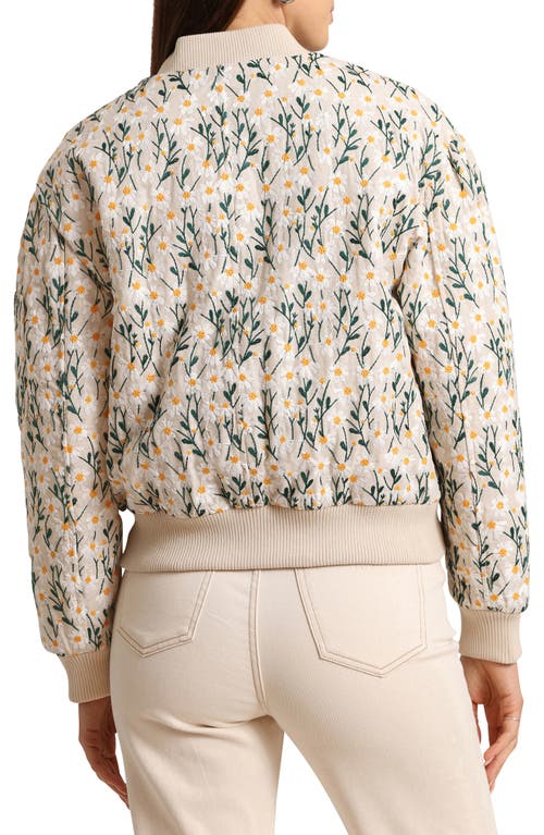 Avec Les Filles Embroidered Daisy Bomber Jacket In Cream Floral