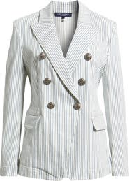 KOBI HALPERIN Cera Stripe Stretch Cotton Twill Double Breasted Jacket
