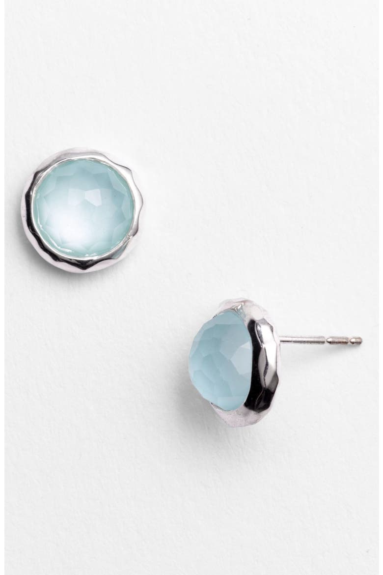 'Rock Candy' Semiprecious Stud Earrings, Main, color, SILVER/ AQUA
